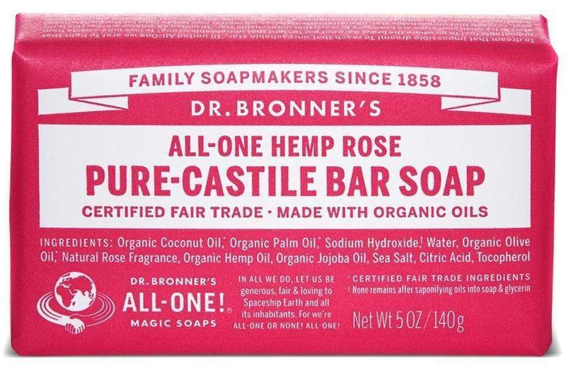 Dr. Bronner's, Pure-Castile Bar Soap, Rose, 140g (5Oz)