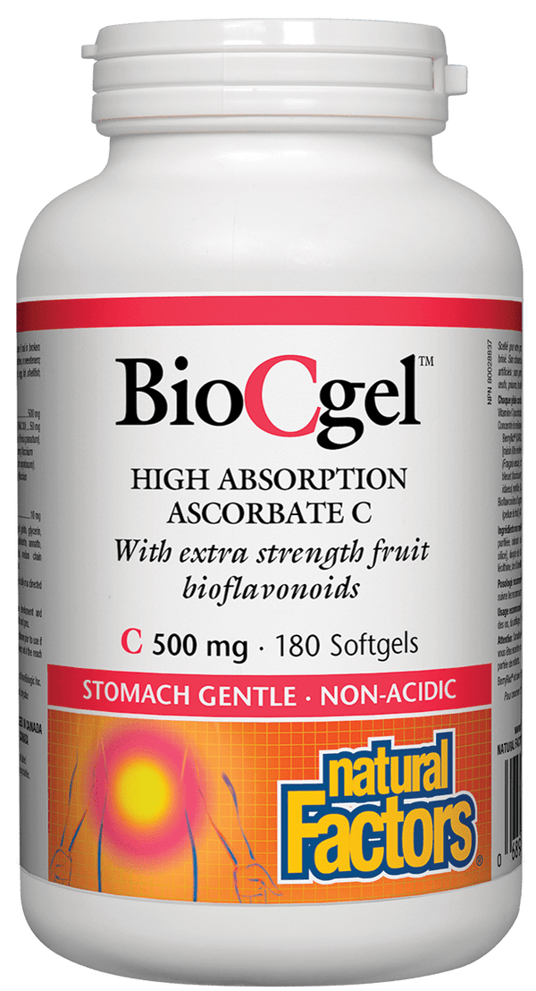 Natural Factors BioCgel 흡수 아스코르베이트 C 500 mg 180 소프트젤