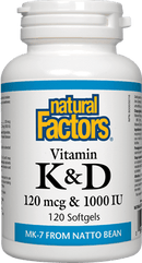 ناتشورال فاكتورز فيتامين K وD 120 ميكروجرام و1000 وحدة دولية