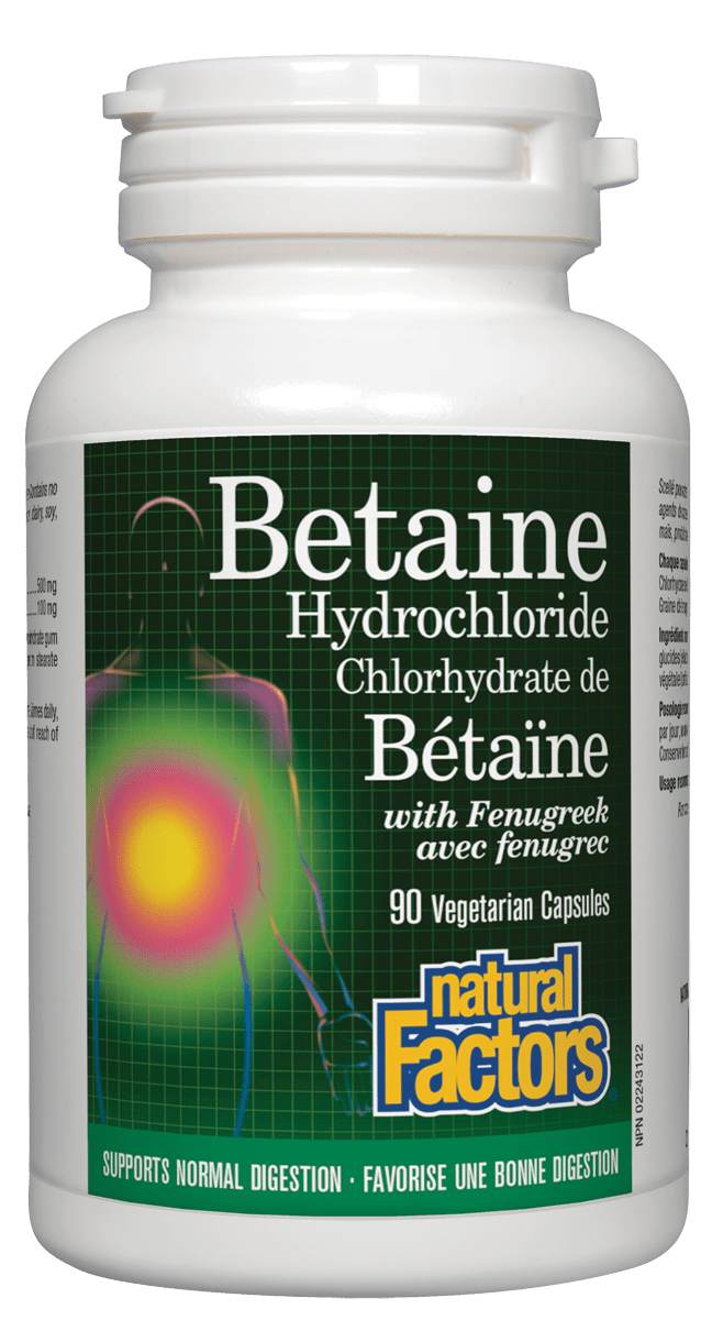 Natural Factors, Betaine HCL, 500 mg, 90 Veg Capsules