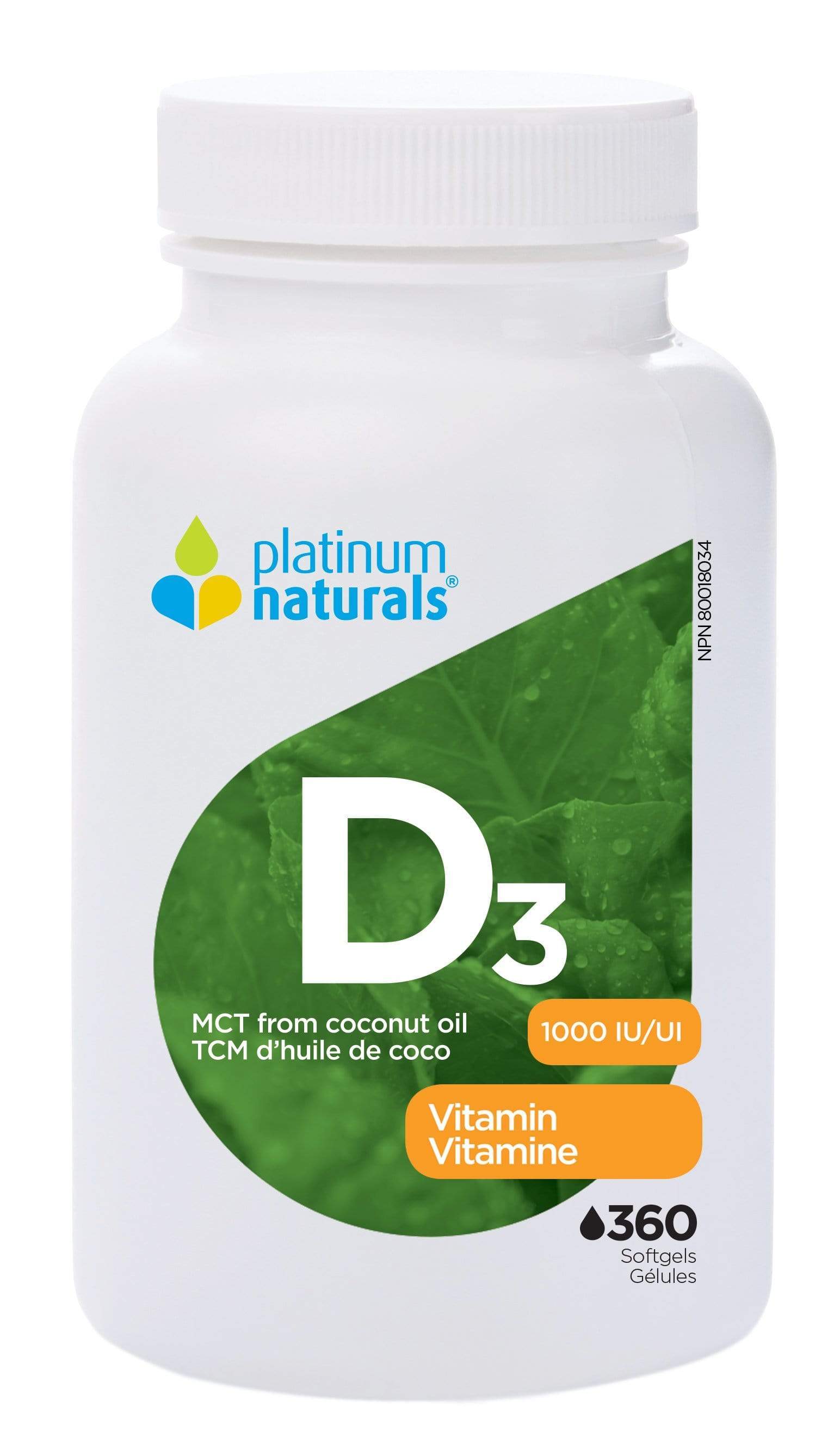 Platinum Naturals Vitamin D3 1000 IU 360 Softgels