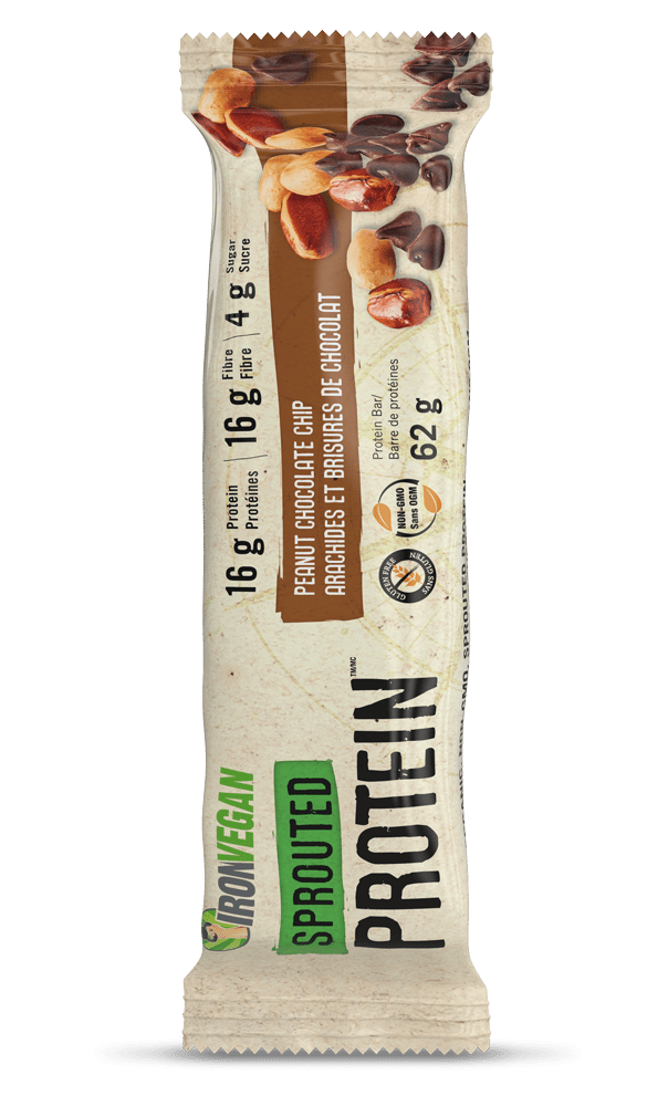 Iron Vegan Sprouted Protein Bar Peanut Chocolate Chip