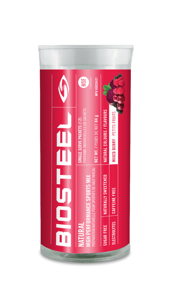 BioSteel Natural High Performance Sports Mix Tube Mixed Berry 12 Single Serve Packets