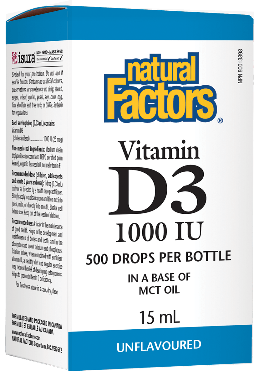 Natural Factors Vitamin D3 Drops 1000 IU, 15mL