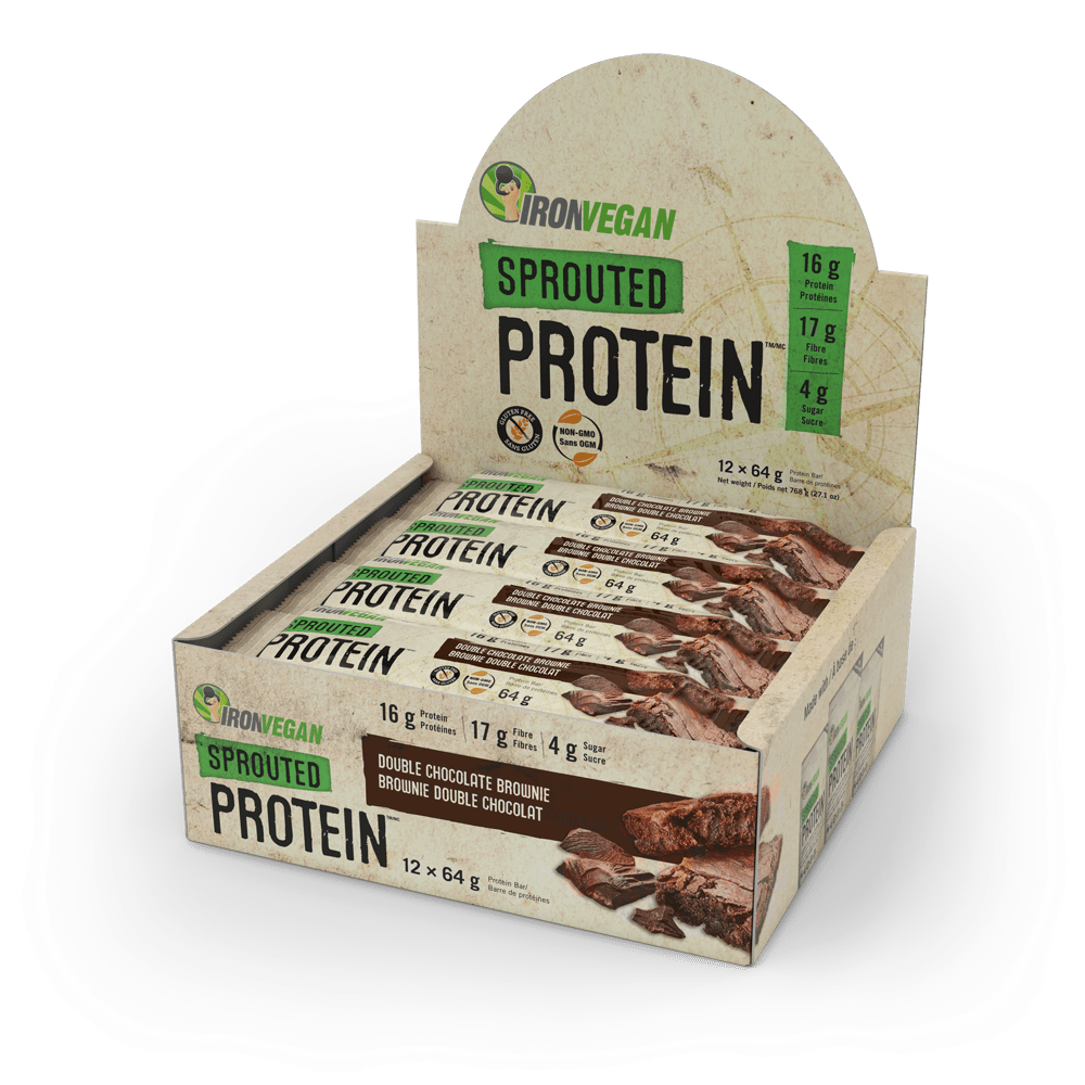 Iron Vegan Sprouted Protein Bar Double Chocolate Brownie | Box with 12