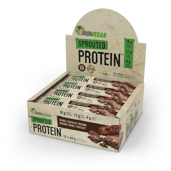 Iron Vegan Sprouted Protein Bar Double Chocolate Brownie | Box with 12