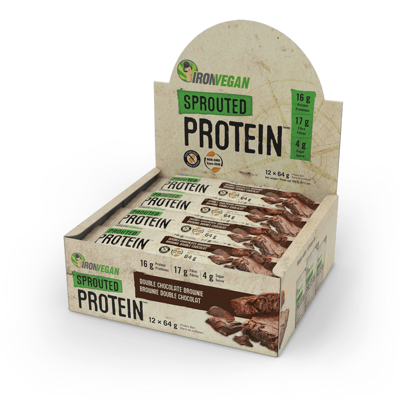 Iron Vegan Sprouted Protein Bar Double Chocolate Brownie | Box with 12