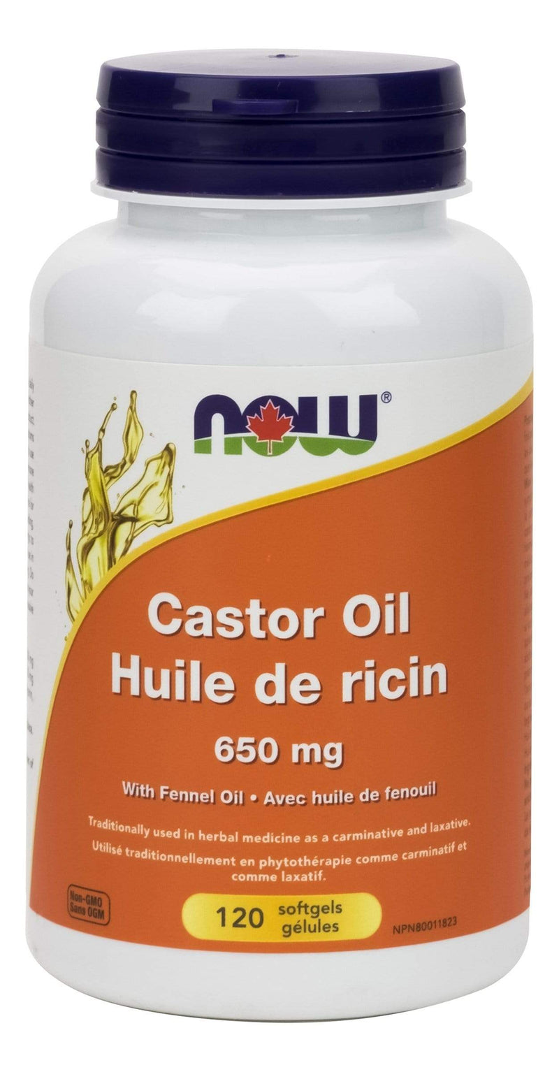 NOW Castor Oil 650 mg + Fennel 120 Softgels