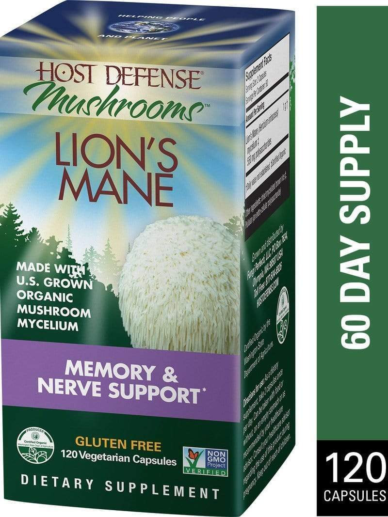 Host Defense Lion's Mane - دعم الذاكرة والأعصاب، 120 كبسولة