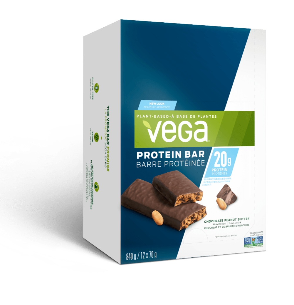 Vega, 20g Protein Bar, Chocolate Peanut Butter, Box of 12