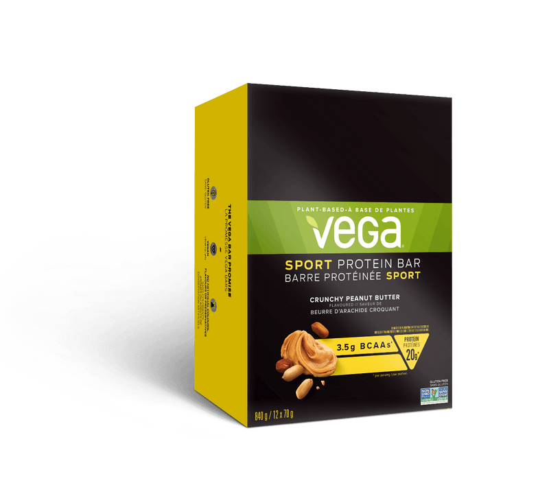 Vega, 스포츠 단백질 바, 크런치 땅콩 버터, 12개입 상자