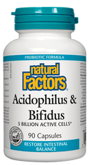 ناتشورال فاكتورز أسيدوفيلوس وبيفيدوس 5 مليار خلية نشطة، 90 كبسولة