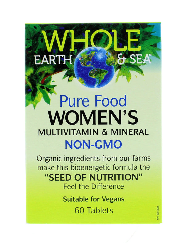 지구와 바다 전체 순수 식품 여성용 종합 비타민 및 미네랄 NON-GMO