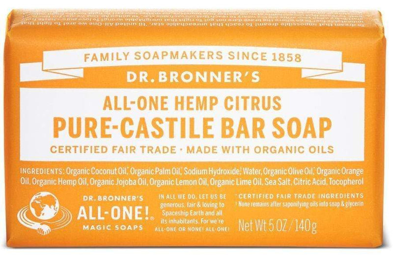 Dr. Bronner's, Pure-Castile Bar Soap, Citrus Orange, 140g (5Oz)