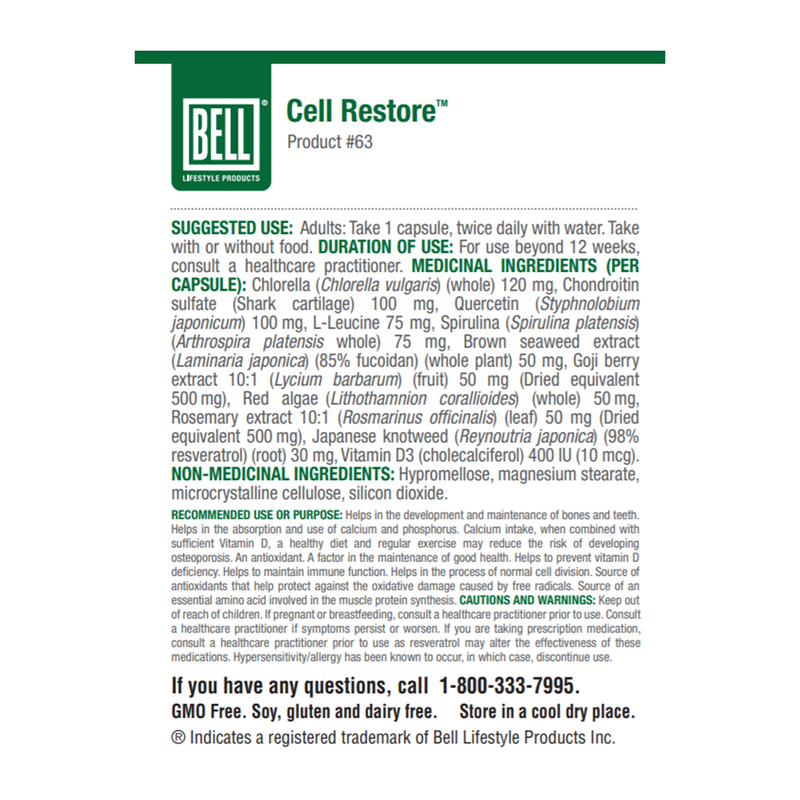 Bell, Cell Restore, 60 Capsules