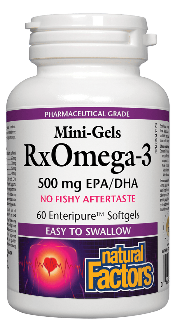 Natural Factors RxOmega-3 미니젤 500 mg 60 소프트젤