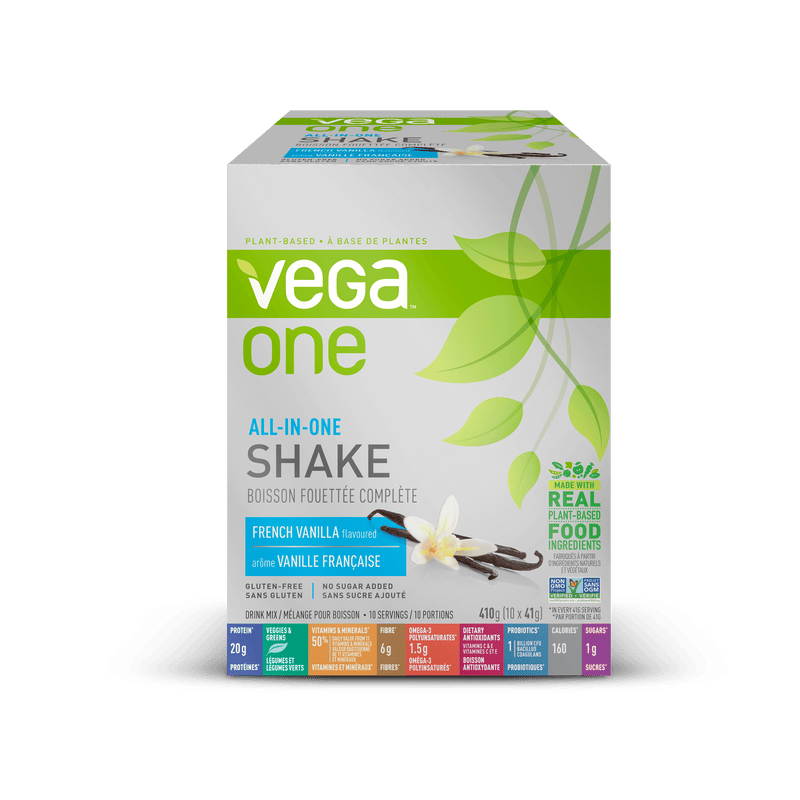 Vega, All-In-One Shake, French Vanilla, 410g (Box of 10 Single Packs)