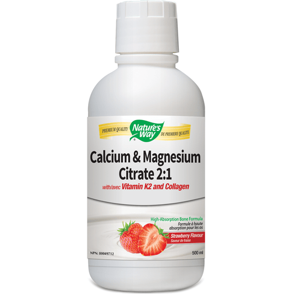 Nature's Way Calcium & Magnesium Citrate 2:1 with Vitamin K2 and Collagen - Strawberry