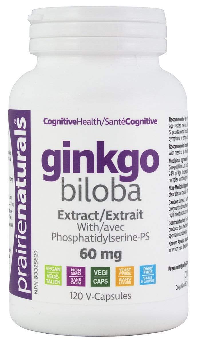 Prairie Naturals Ginkgo Biloba Extract 60 mg with Phosphatidylserine 120 V-Caps