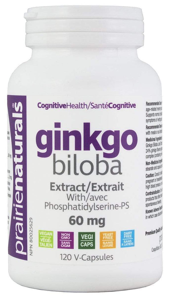 Prairie Naturals Ginkgo Biloba Extract 60 mg with Phosphatidylserine 120 V-Caps