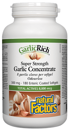 Natural Factors GarlicRich 슈퍼 강도 마늘 농축물 500 mg Healtha.ca에서