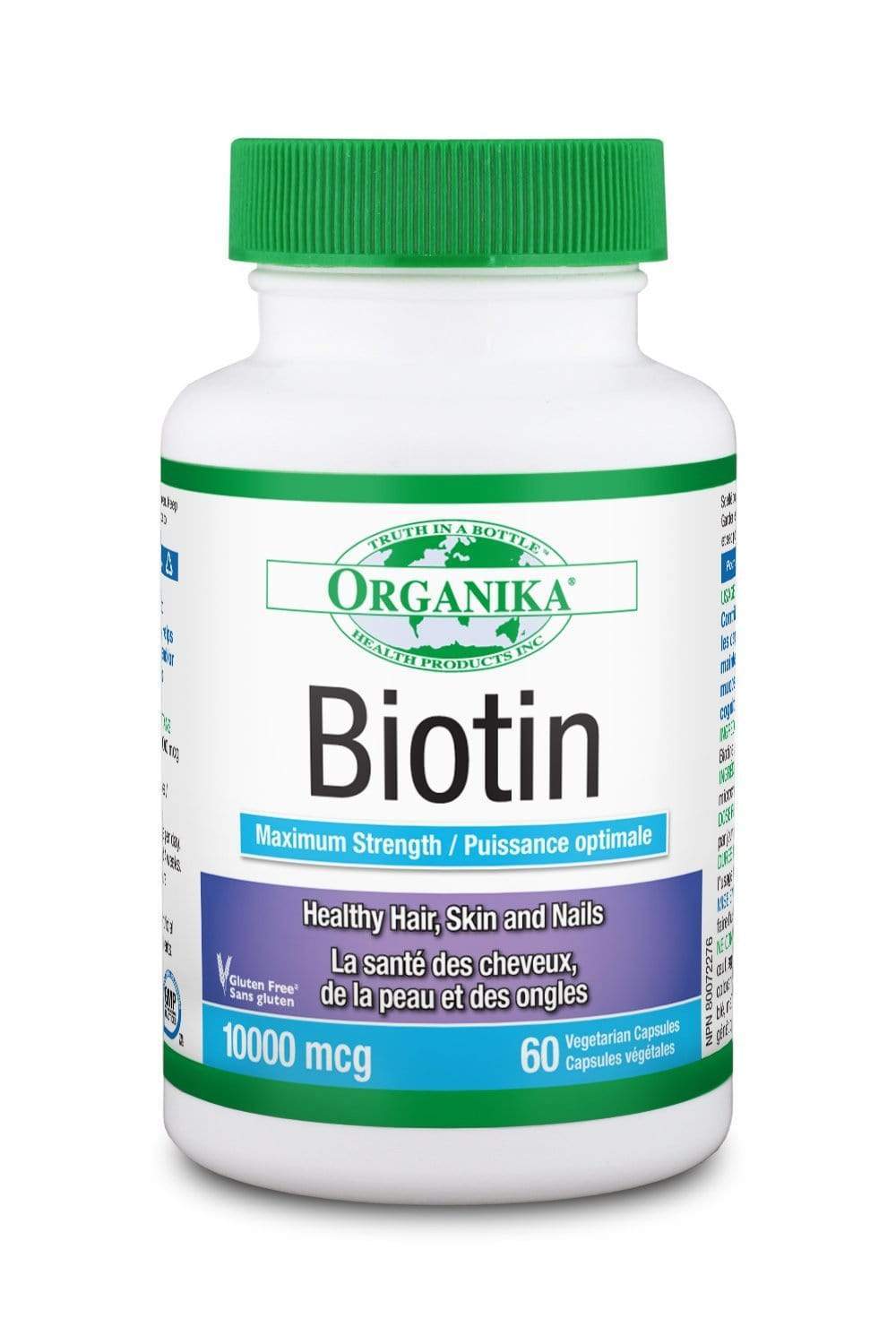 Organika Biotin Maximum Strength 10,000 mcg 60 Capsules