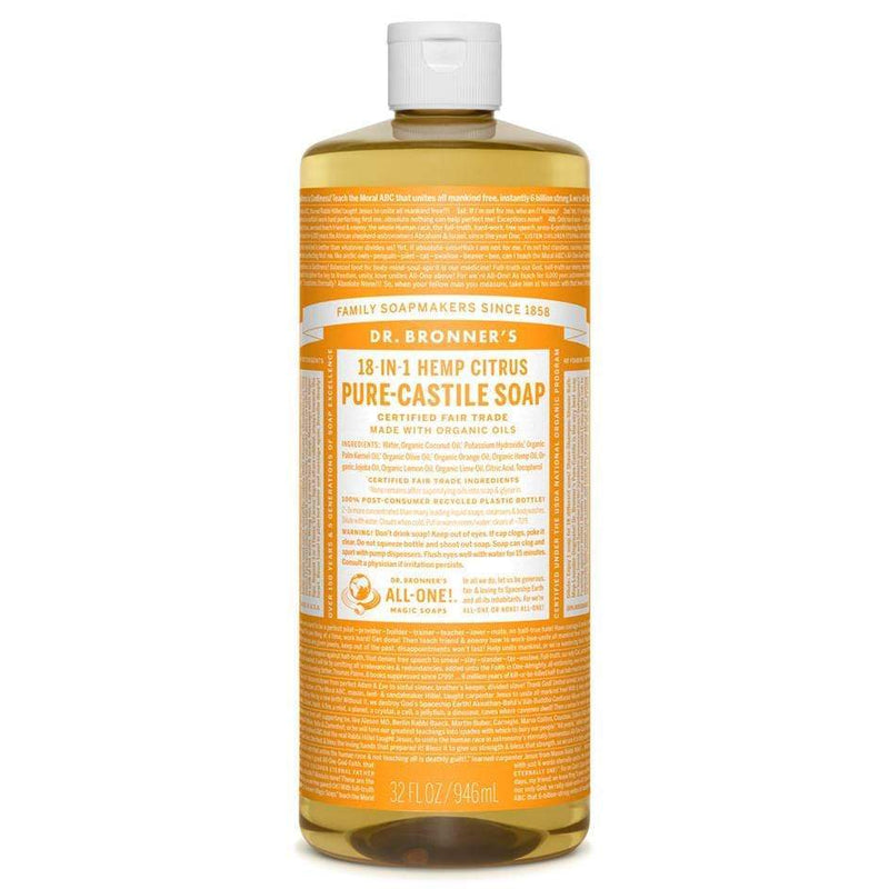 Dr. Bronner's, 퓨어 카스티야 액체 비누, 시트러스 오렌지, 946mL