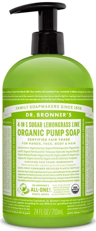 Dr. Bronner's, 4-in-1 Organic Pump Soap, Lemongrass Lime, 710mL