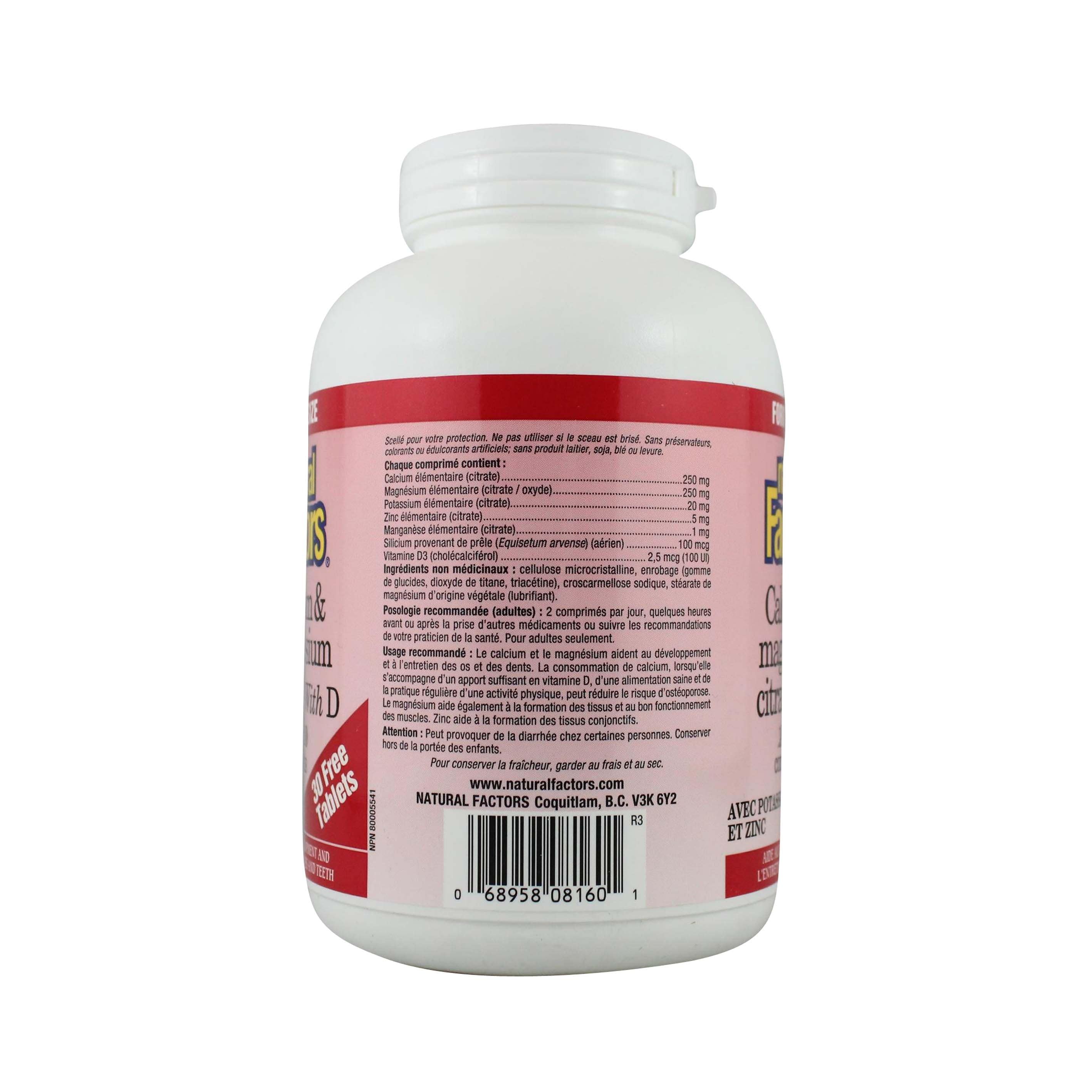 Natural Factors Calcium & Magnesium Citrate, with D - BONUS SIZE 210 Tablets