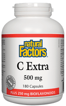 Natural Factors C Extra 500 mg Plus 250 mg Bioflavonoids 180 Capsules