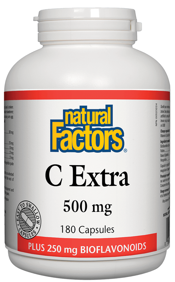 Natural Factors C Extra 500 mg Plus 250 mg Bioflavonoids 180 Capsules