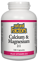 Natural Factors Calcium & Magnesium 2: 1 Plus Vitamin D3 180 Capsules