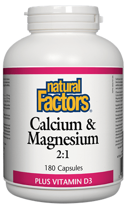 Natural Factors Calcium & Magnesium 2: 1 Plus Vitamin D3 180 Capsules