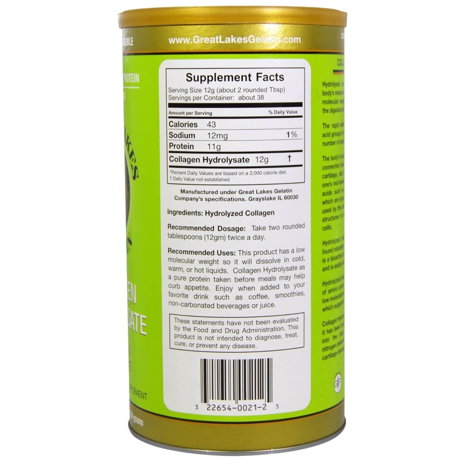 Great Lakes Beef Gelatin Collagen Hydrolysate Joint Care Unflavored
