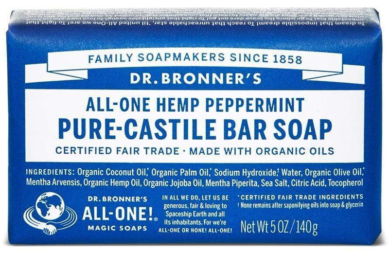 Dr. Bronner's, Pure-Castile Bar Soap, Peppermint, 140g (5Oz)
