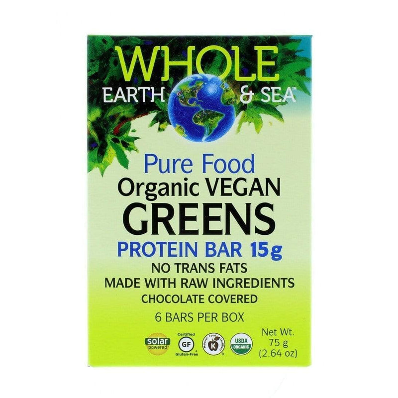 Whole Earth and Sea Pure Food Organic Vegan Greens Protein Bar