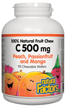Natural Factors C 500mg Fruit Chews - Peach, Passionfruit and Mango Flavour