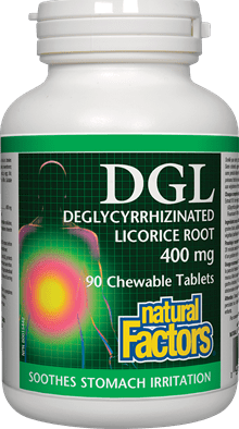 Natural Factors DGL Deglycyrrhizinated Licorice Root 400 mg 90 Chewable Tablets