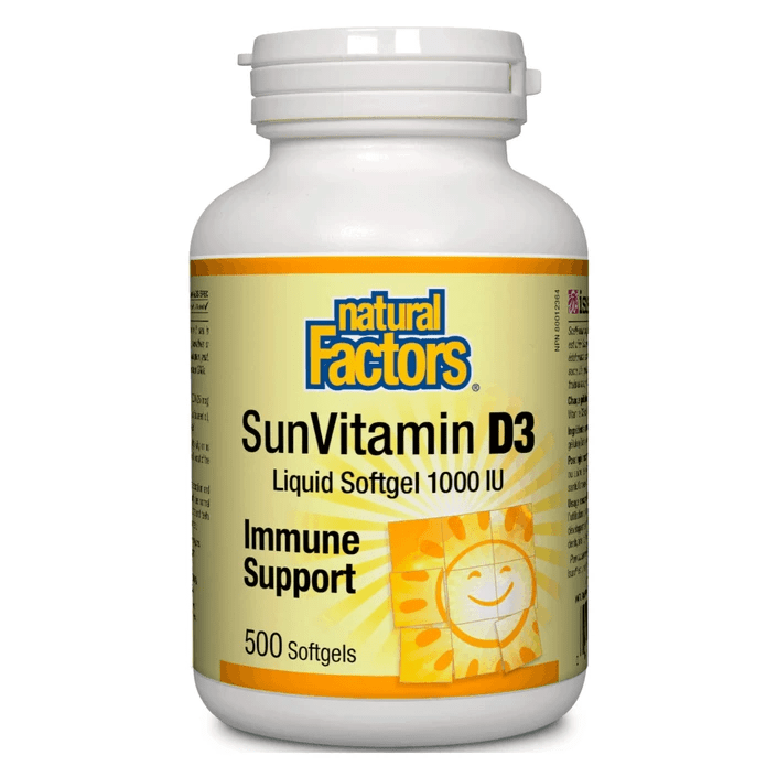 Natural Factors SunVitamin D3 1000 IU, 500 소프트젤