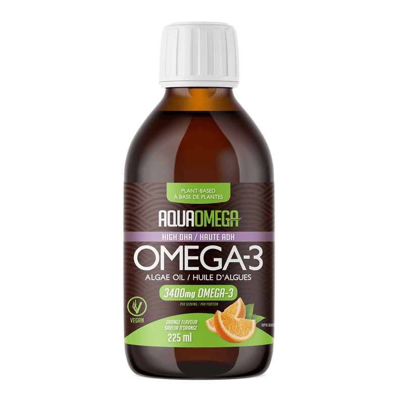 AquaOmega Plant-Based Omega-3 High DHA 3400 mg - Orange (225 mL)