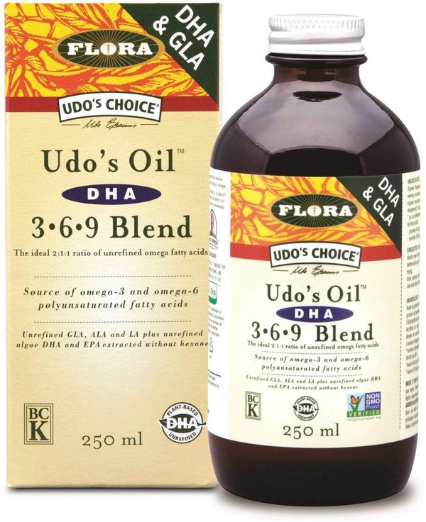 فلورا - Udo's Choice Udo's Oil أوميغا 3+6+9 مزيج +DHA 250 مل 