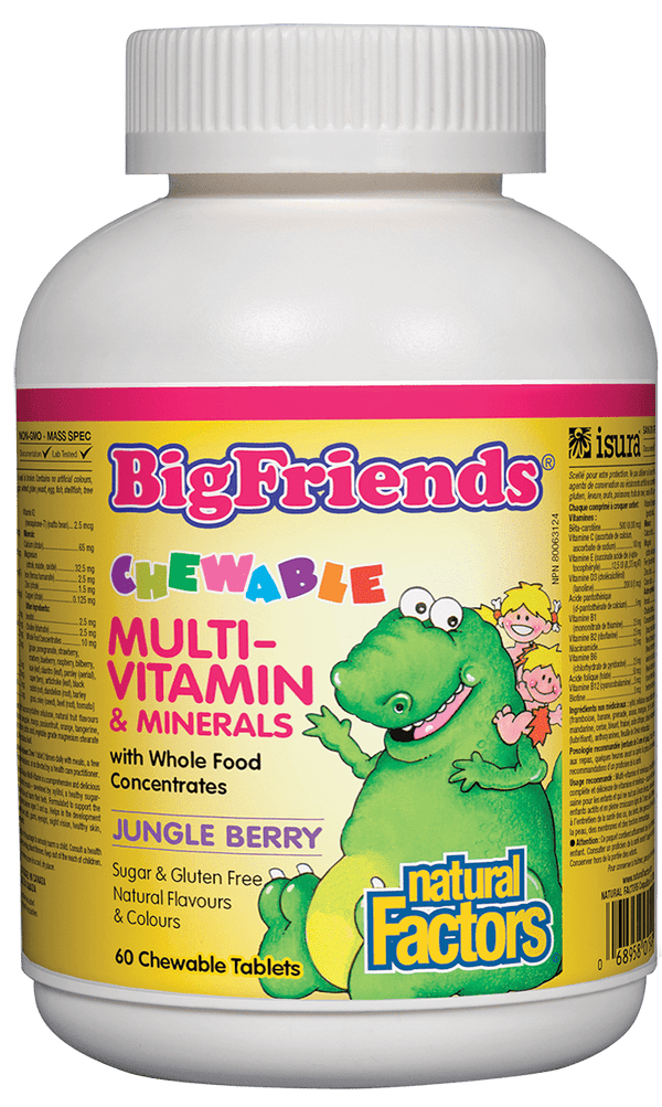 Natural Factors Big Friends Chewable Multi-Vitamin & Minerals Jungle Berry 60 Chewable Tablets