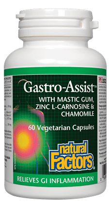 Natural Factors Gastro-Assist with Mastic Gum, Zinc L-Carnosine & Chamomile 60 Capsules