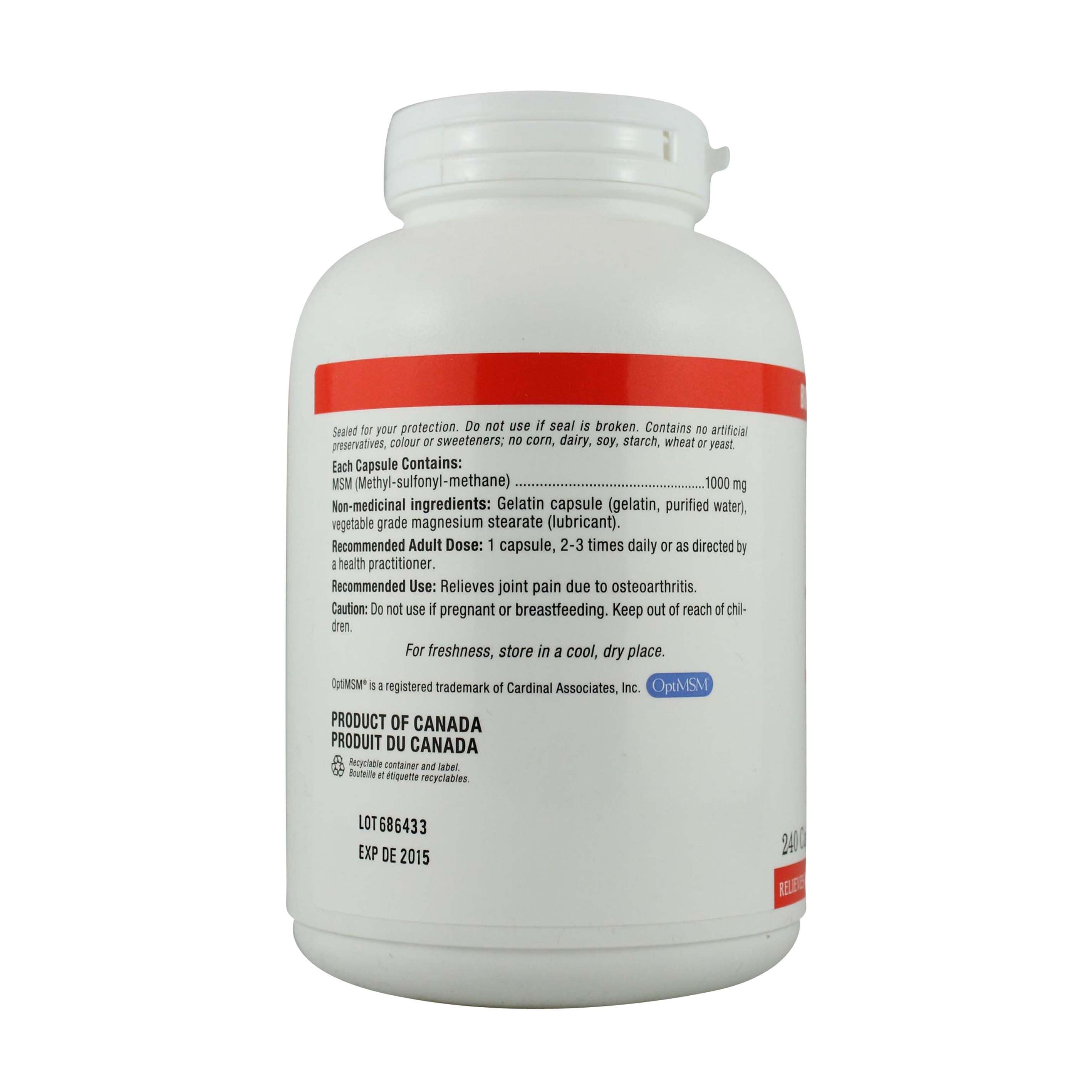 Natural Factors MSM 1000 mg BONUS SIZE 240 Capsules