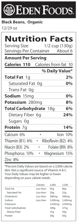 Eden Foods Organic Canned Black Beans 796 ml