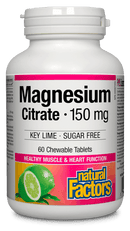ناتشورال فاكتورز سيترات المغنيسيوم 150 ملجم 60 قرص قابل للمضغ