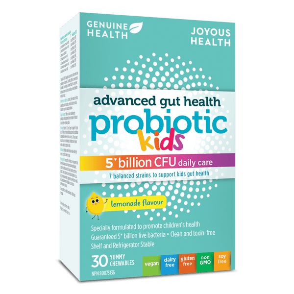 Genuine Health Advanced Gut Health Probiotic Kids 5 Billion CFU Daily Care 30 Lemonade Chewables
