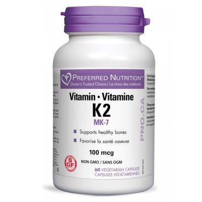 Preferred Nutrition, 비타민 K2, 100mcg, 식물성 캡슐 60정