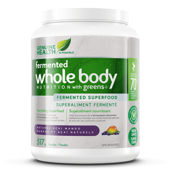 Genuine Health Greens+ Whole Body Nutrition Fermented Superfood - Natural Acai Mango