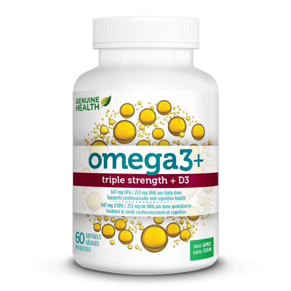 Genuine Health omega3 triple strength + D3 60 Capsules